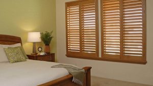 Norman window blinds, in a beautiful wooden finish.