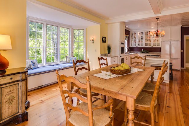 bay window in farm style dinning room