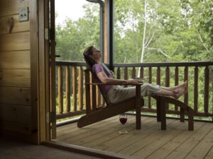 enjoying screened in porch